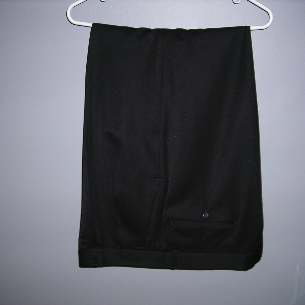LOUIS RAPHAEL men's black SLACKS, Polyester & Wool, Size 36 W x 32 L